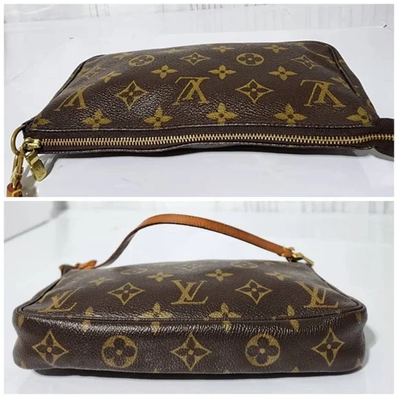 Authentic LOUIS VUITTON Accessorie Monogram Pochette Brown
